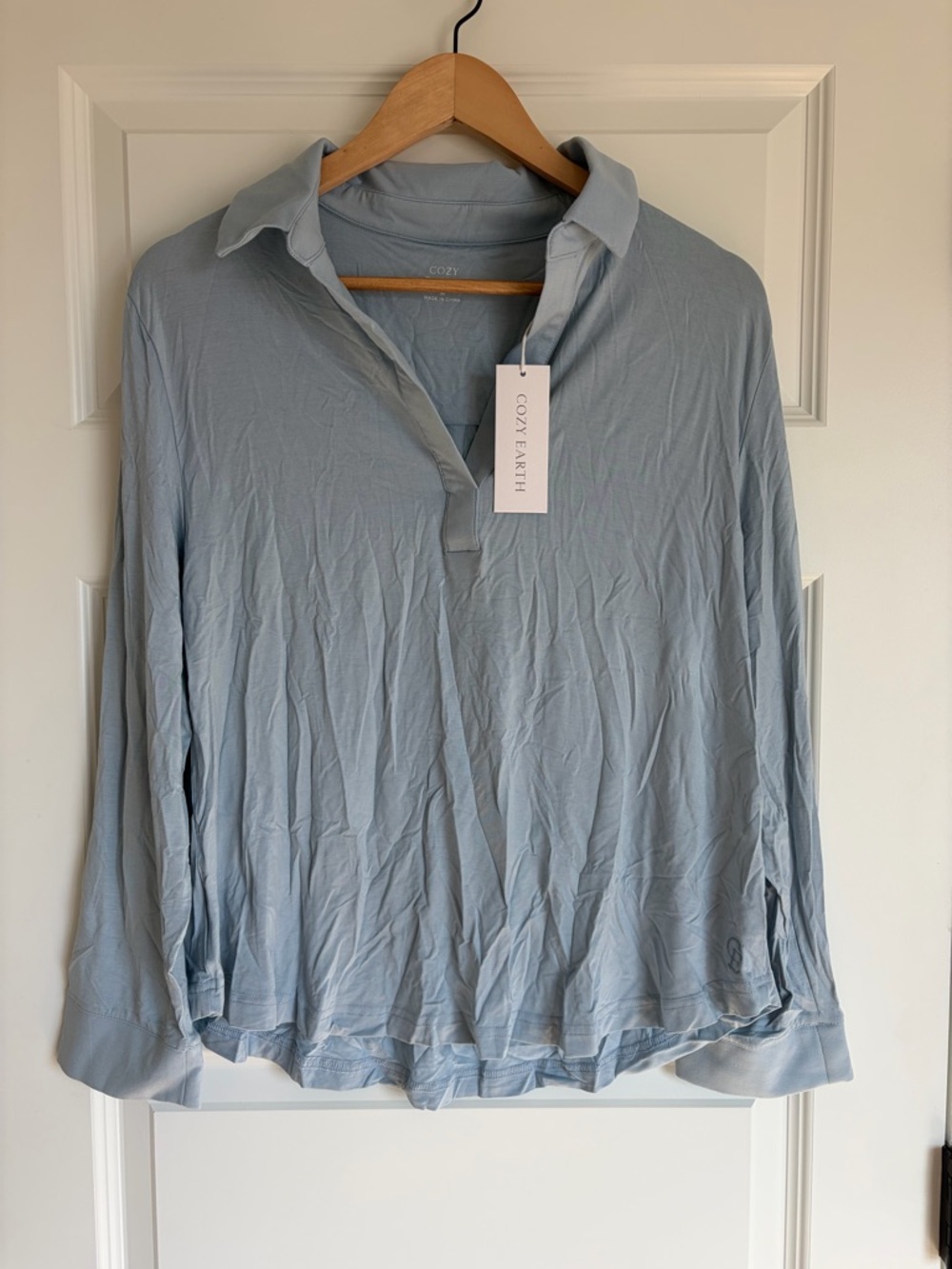 NWT Cozy Earth Bamboo Stretch Long Sleeve Polo - Picture 2 of 8